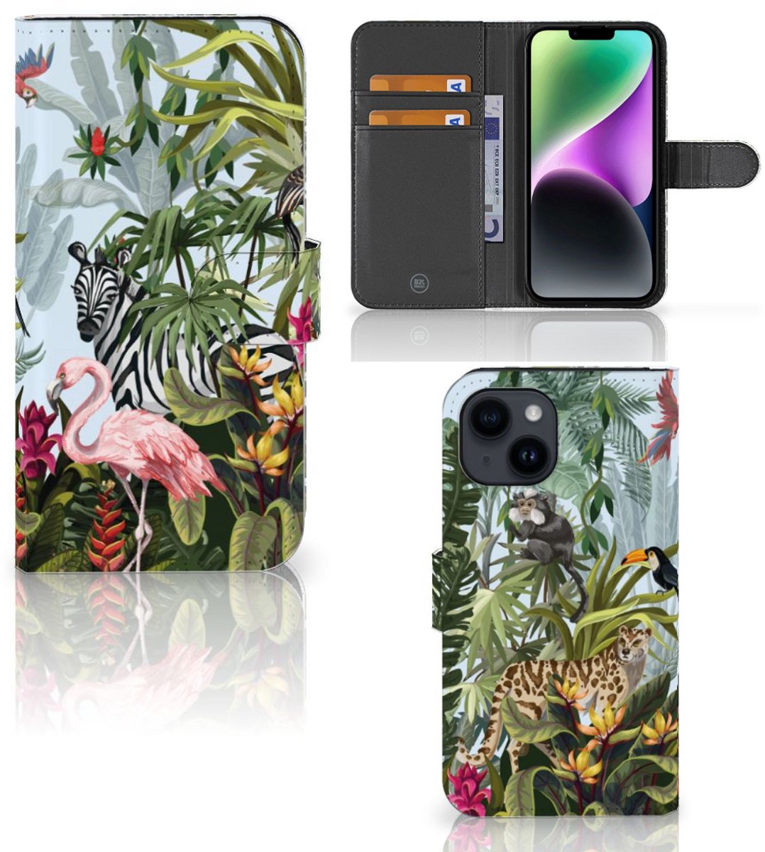 Telefoonhoesje met Pasjes voor iPhone 15 Jungle