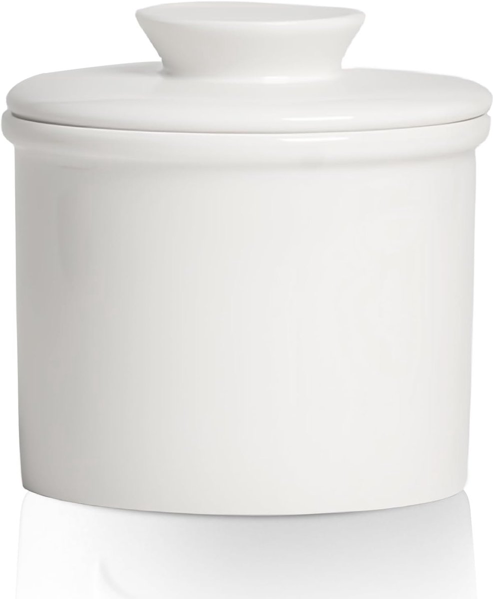 Keramische Boterpot met Deksel voor Verse en Smeerbare Boter - Ronde Botercontainer