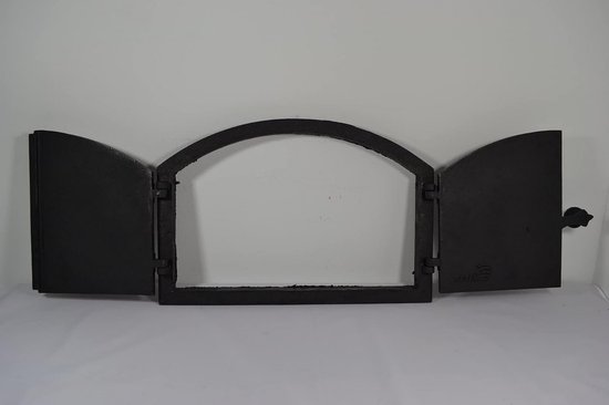 Gietijzeren Ovendeur voor Houtgestookte Pizzaoven - Dubbele Deur met Deurslot - Temperatuur Controle met Hittebestendig Glas - 53,5 x 36 cm — afbeelding 5