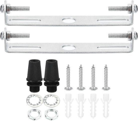 Plafondlampenset 100 mm met montagebeugel, schroeven, kabelwartels voor wandlampen en hanglampen