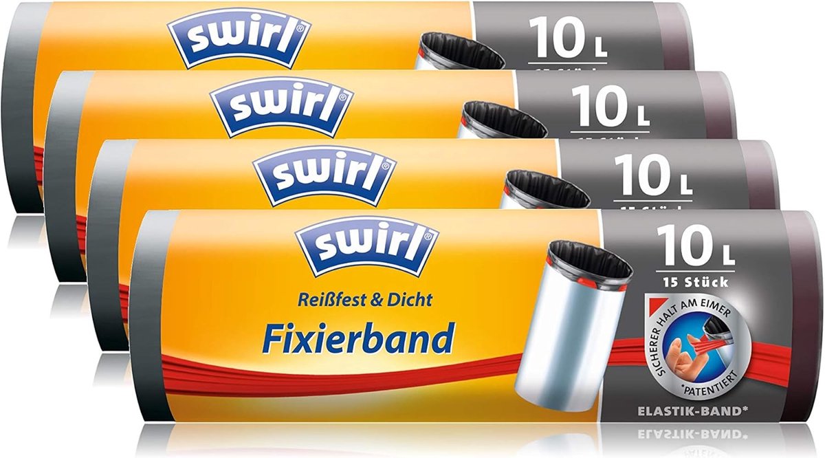 Vuilniszakken met bevestigingsband - 10 liter, 4-pack
