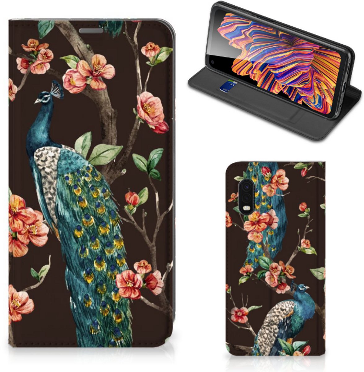Samsung Xcover Pro Hoesje maken Pauw met Bloemen