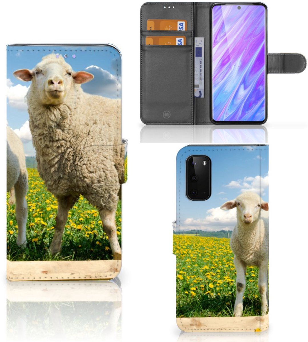 Samsung Galaxy S20 Telefoonhoesje met Pasjes Schaap en Lammetje