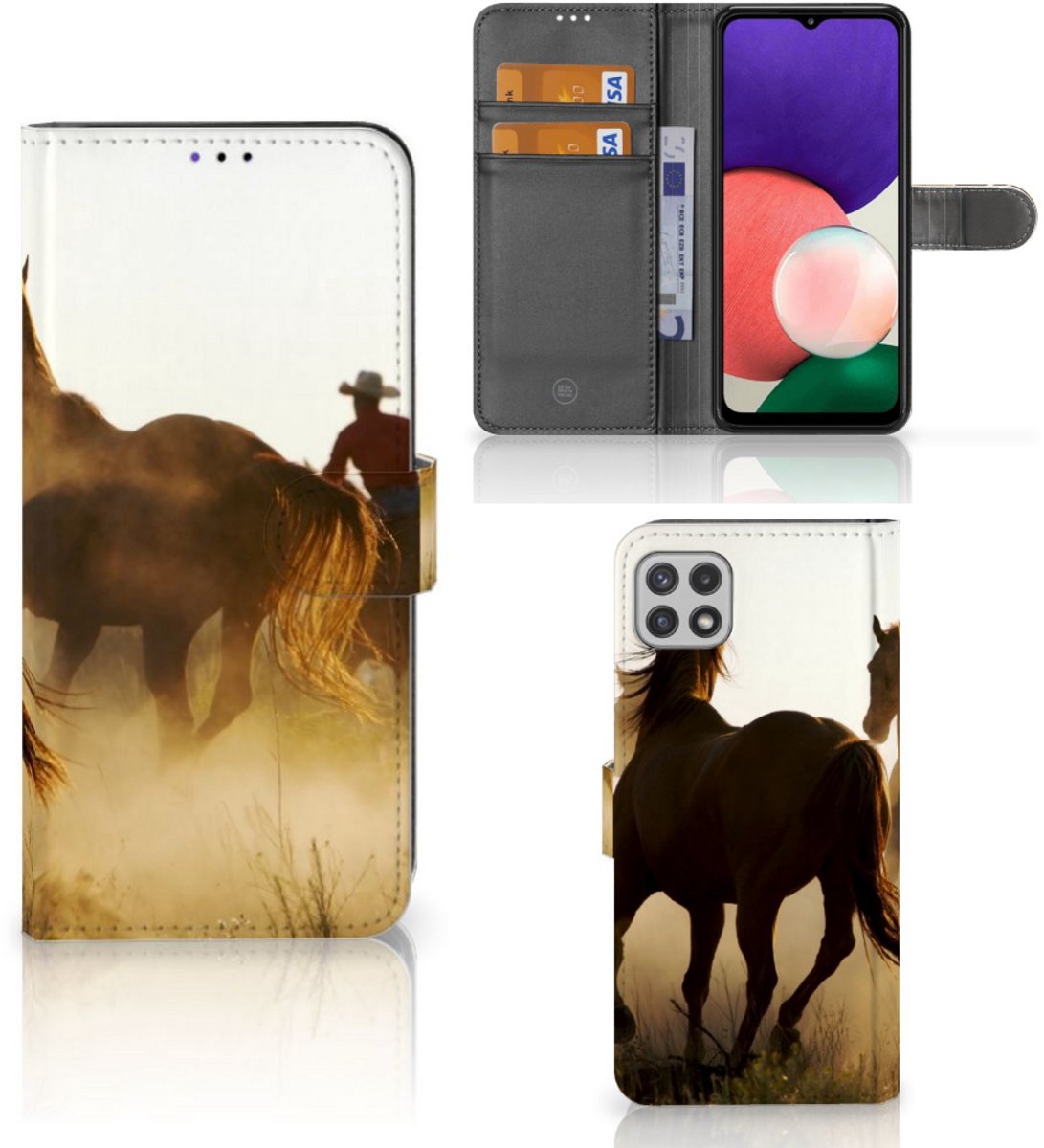 Samsung Galaxy A22 5G Telefoonhoesje met Pasjes Design Cowboy