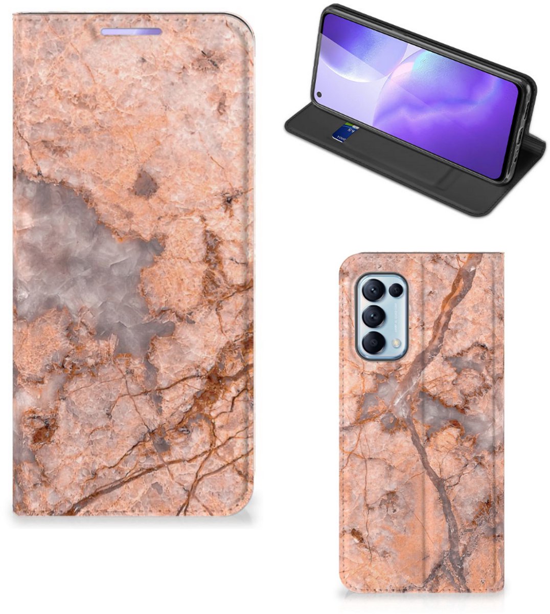 OPPO Find X3 Lite Standcase Marmer Oranje
