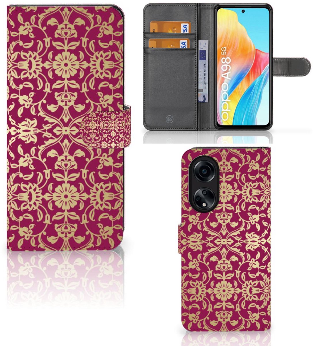 Wallet Case OPPO A98 5G Barok Pink