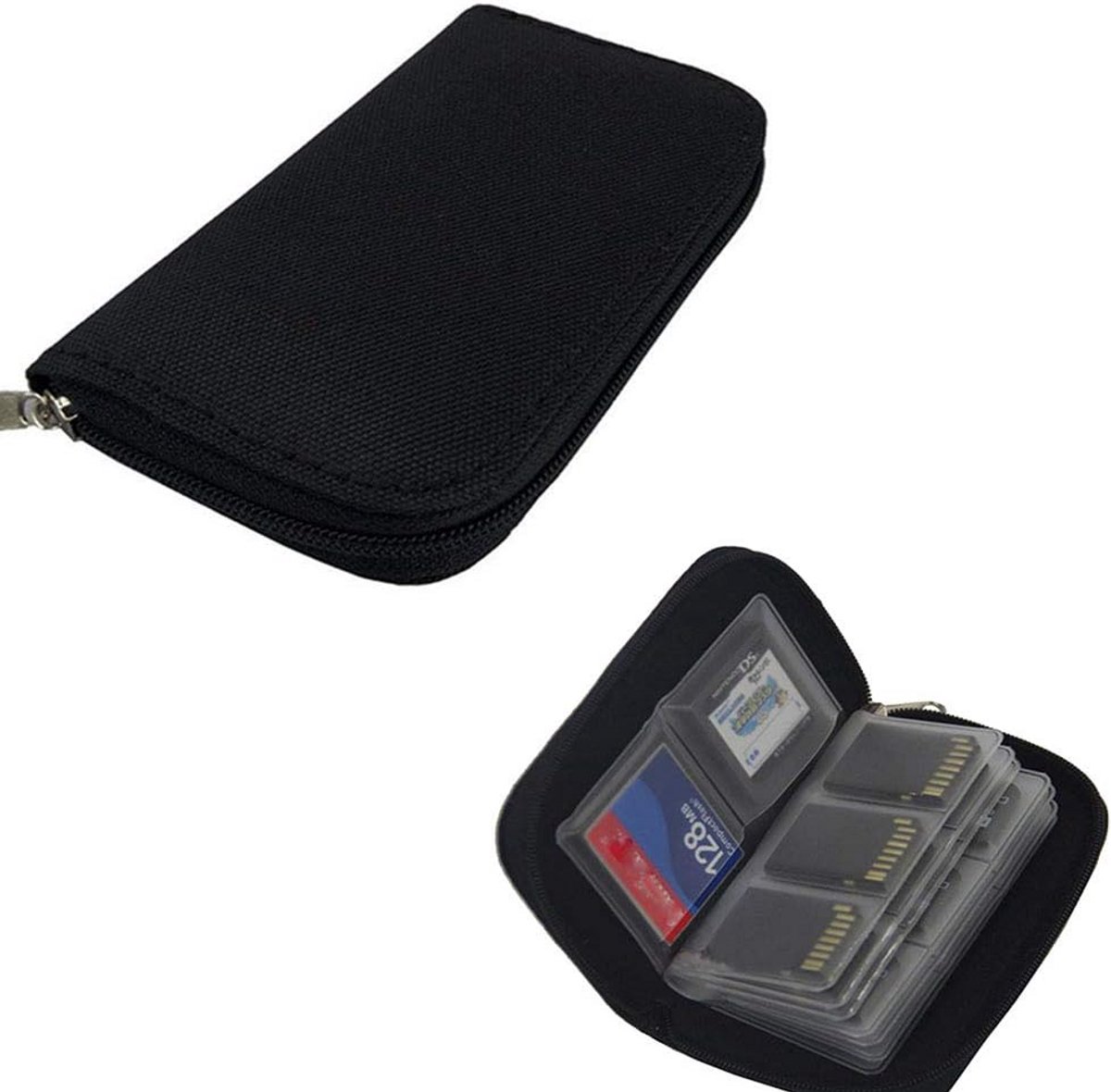 Organizer voor Geheugenkaarten met 22 Sleuven - Zwarte Opbergtas voor Micro SD en SDHC
