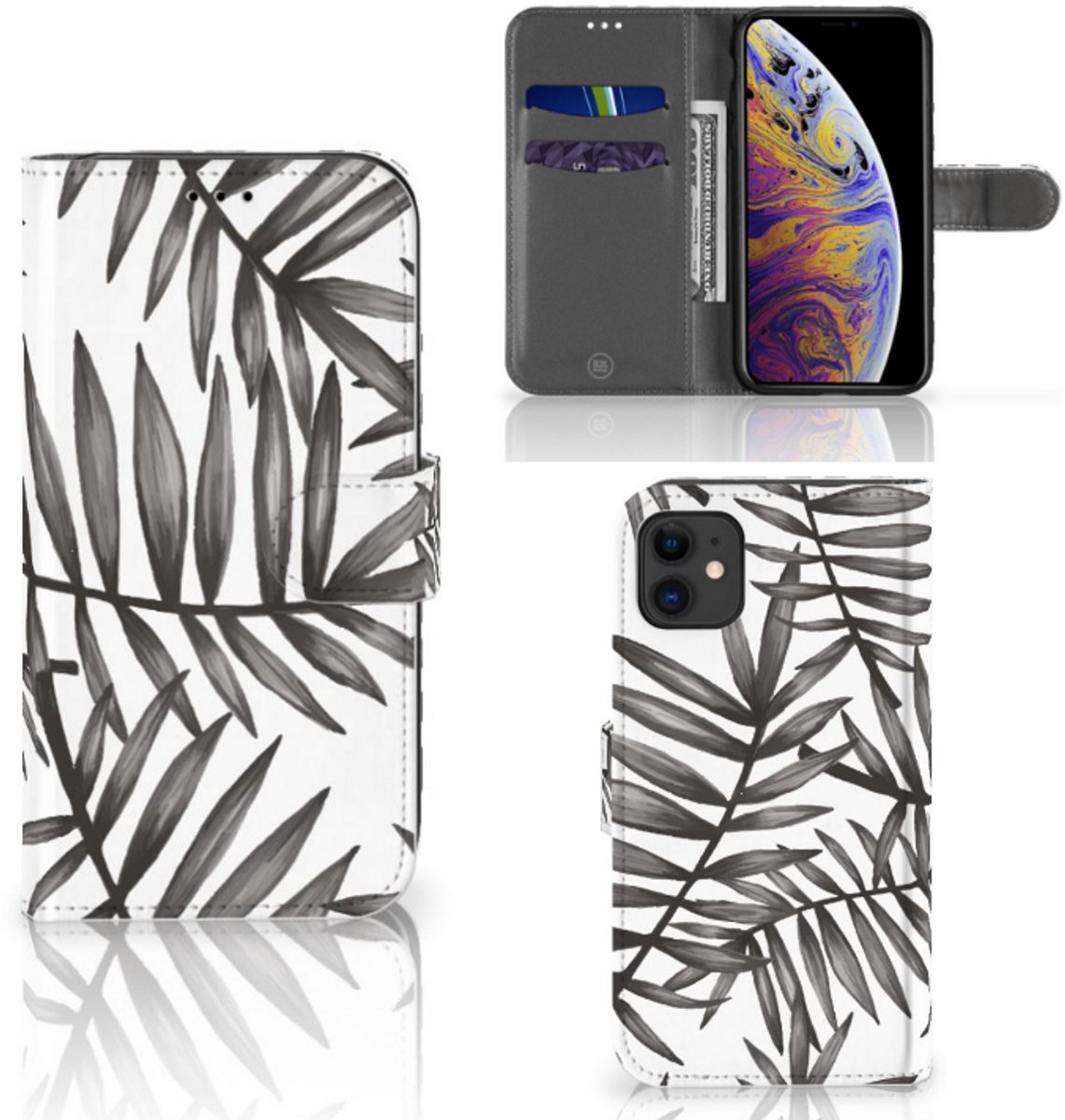 Apple iPhone 11 Hoesje Leaves Grey