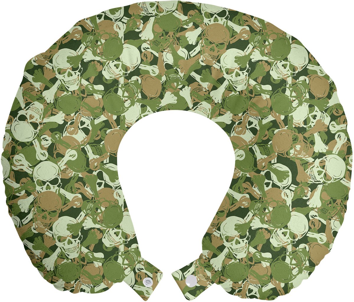 ABAKUHAUS Camo Reiskussen met Neksteun, Fleeting Spectre Camouflage, Schuimrubberen Reisaccessoire voor Vliegtuig en Auto, Lichtgroen Bleekbruin
