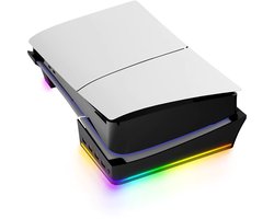 Horizontale PS5 Slim & Pro Stand met RGB LED 14 Modus Licht - 4-Port USB Hub - Koelstandaard & Antislip - Compatibel met Disc & Digital Edition - Console Accessoire 2026 - Ideaal Voor Gameliefhebbers - Zwart