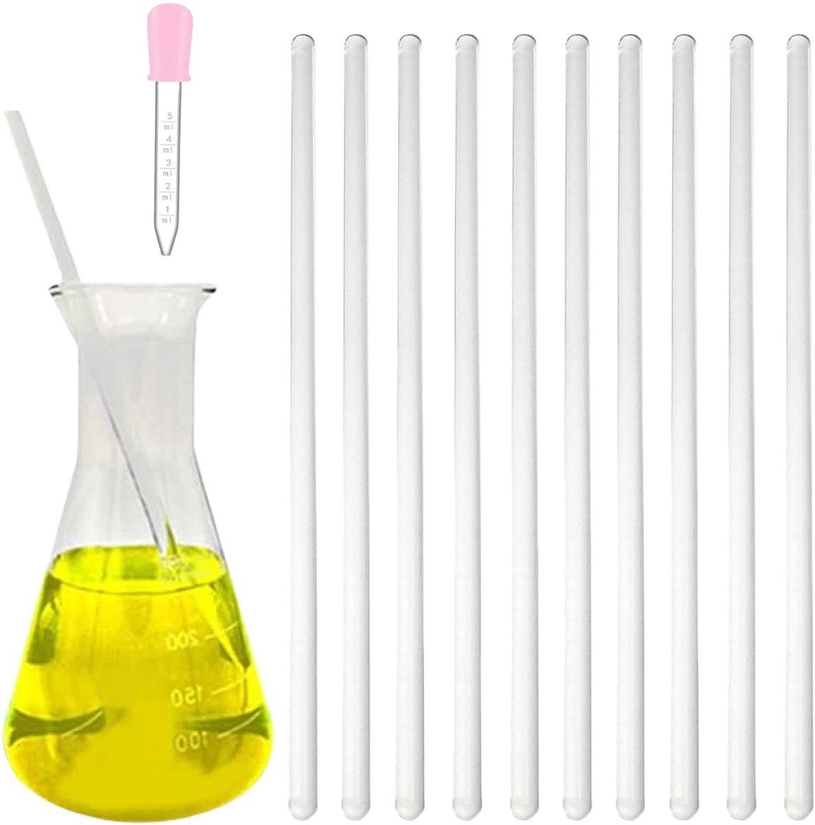 Roerstaafjes Glas 15cm - Set van 10 Stuks voor Laboratorium en Keuken