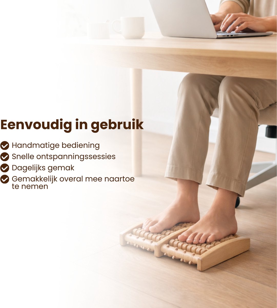 Houten Voetmassage Roller – Voetmassage Apparaat – Voetreflex Massage Roller – Massief Hout – Tegen Vermoeide Voeten – Handmatige Voetmassager thumbnail 3