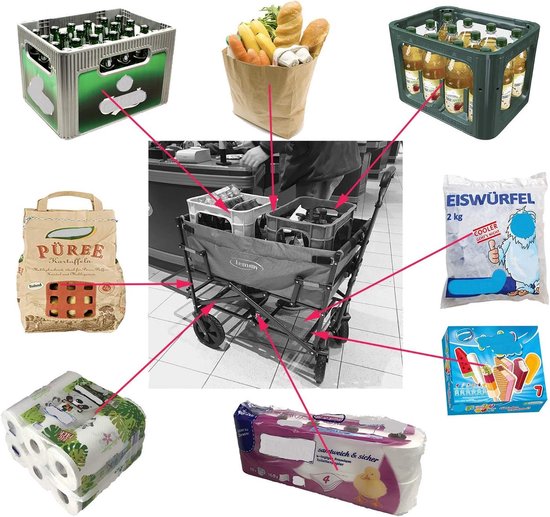 Lemmy LMY300 bolderkar, opvouwbaar, Europees kampioenschap EM bier, transport, biertransportwagen, bolderkar XXL, dubbeldekker (kaki) (zonder vaste riem, kaki) — afbeelding 2