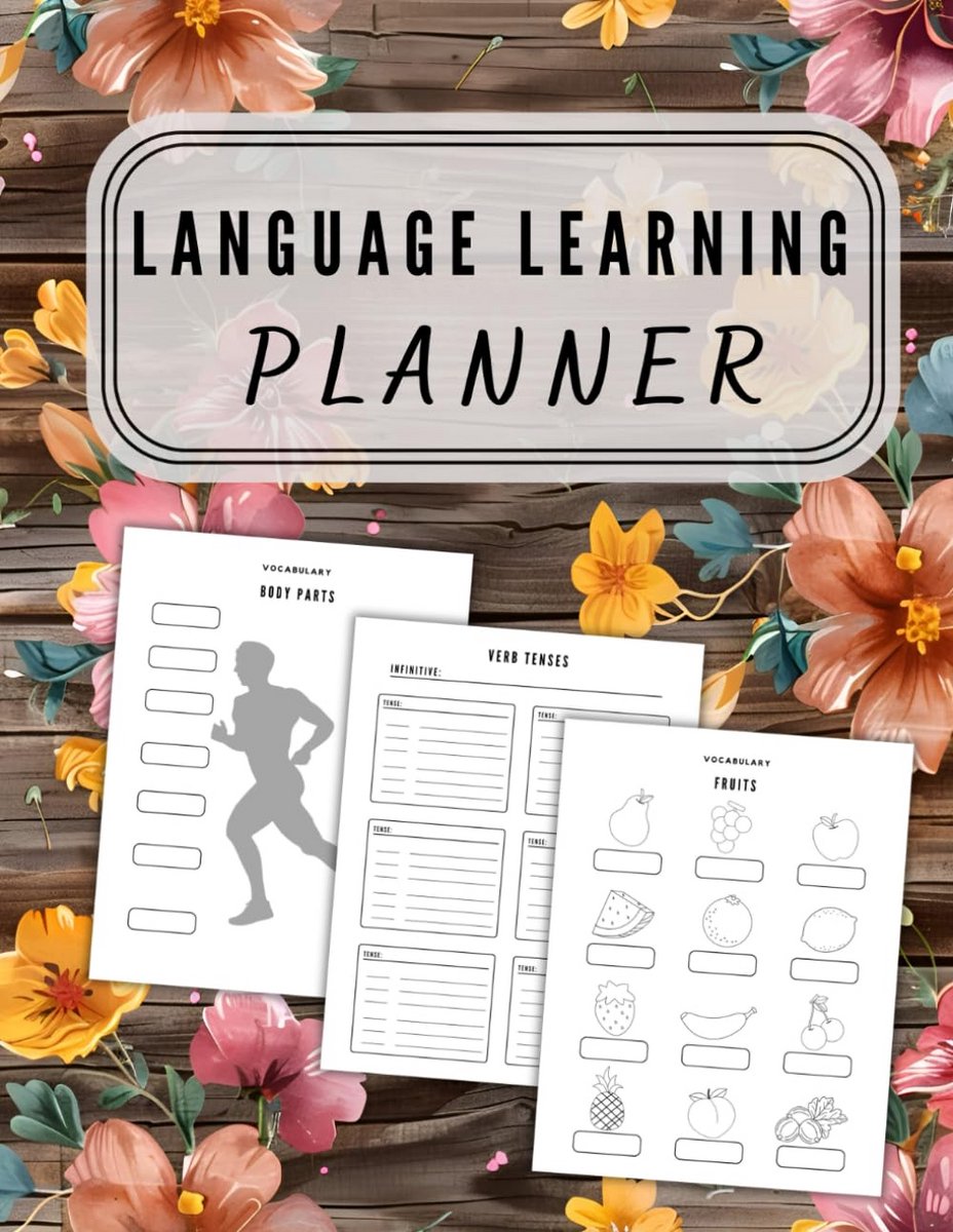 Taal Leer Planner: Woordenschat en Grammaticasjablonen, Voortgangs Tracker, Studie Journal en Organisator voor Beginners