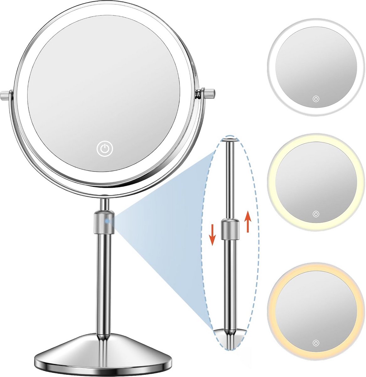 Vergrotingsspiegel met Licht - Make-up Spiegel 10x Vergroting, Verstelbaar