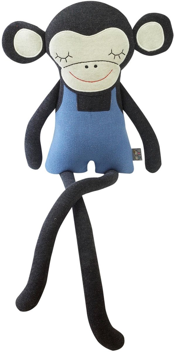 Sevira Kids - Grote katoenen knuffelaap - Blauw