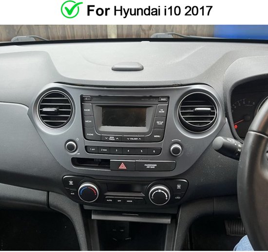 Autoradio - 9 inch Android 14, 2+32 GB geheugen, GPS-navigatie, wifi, Bluetooth, RDS, FM, MirrorLink, split-screen functionaliteit, bediening op het stuur, compatibel met CarPlay. Geschikt voor Hyundai i10-modellen 2013-2016.