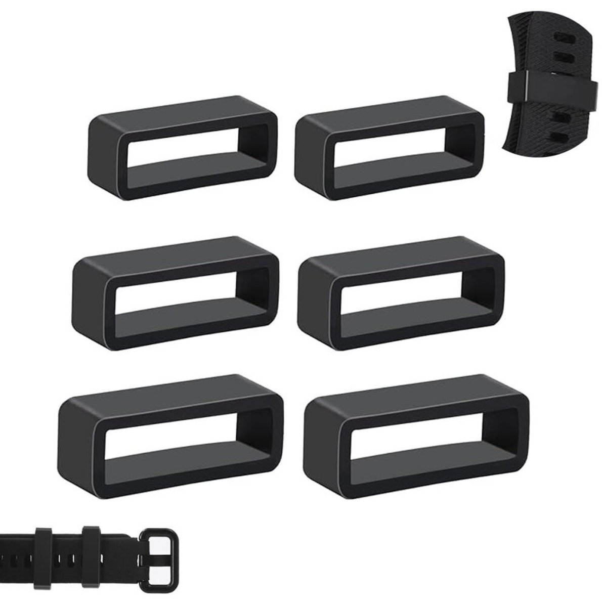 6 stuks horlogebandhouders - 18-20-22mm - Horlogebandgesp - bandhouders - Siliconen horlogebandhouder loop - Loop - Ring - Band Houder - Universeel - voor slimme sporthorloges - Horloge band lusje -Horlogeaccessoires