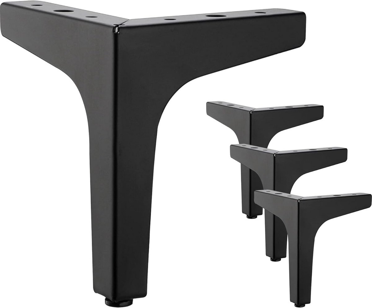 Set van 4 Zwarte Metalen Meubelpoten 15 cm Driehoekig voor Kast, Sofa en Tafel