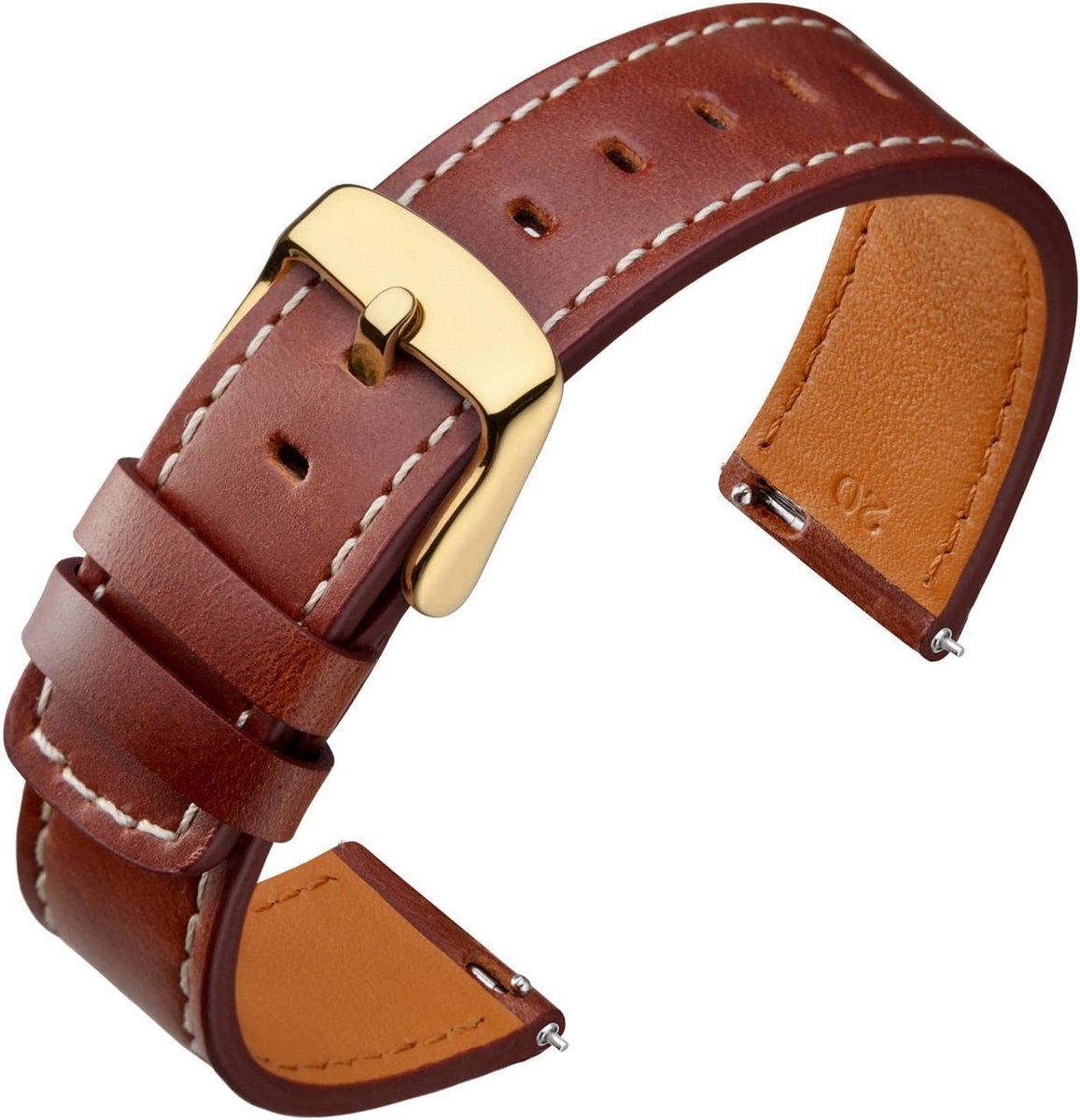 Leren Horlogeband Quick Release 18mm t-m 22mm - Verschillende Kleuren