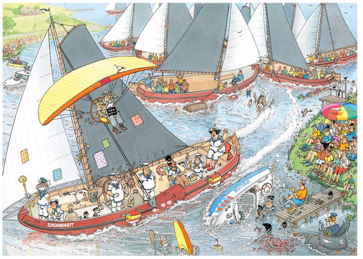 Jan van Haasteren - De Kaasmarkt & Skûtsjesilen - Puzzel - 2x1000 stukjes — afbeelding 5