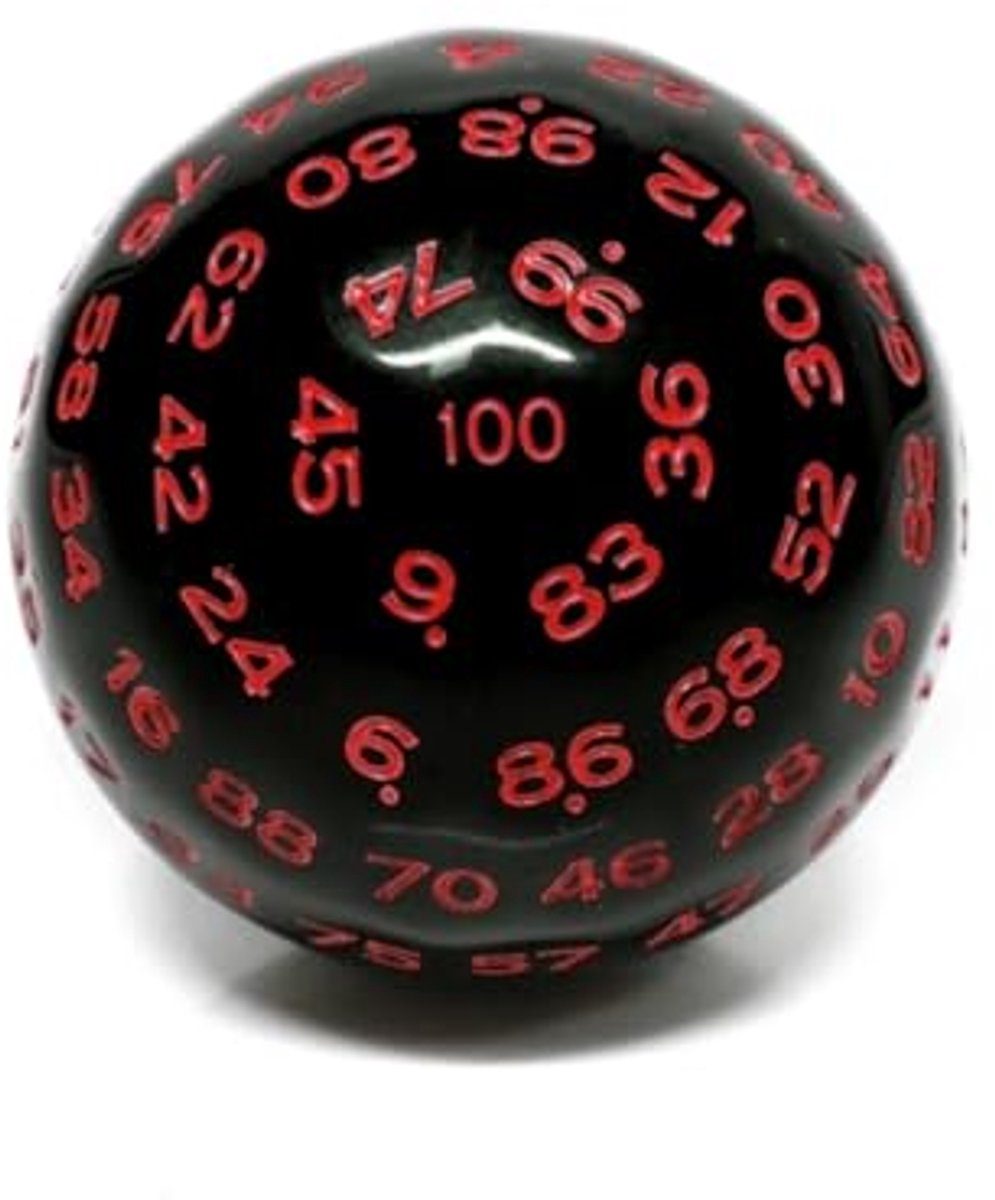 Foam Brain Games dobbelsteen 45mm D100 zwart rood - educatief speelgoed.