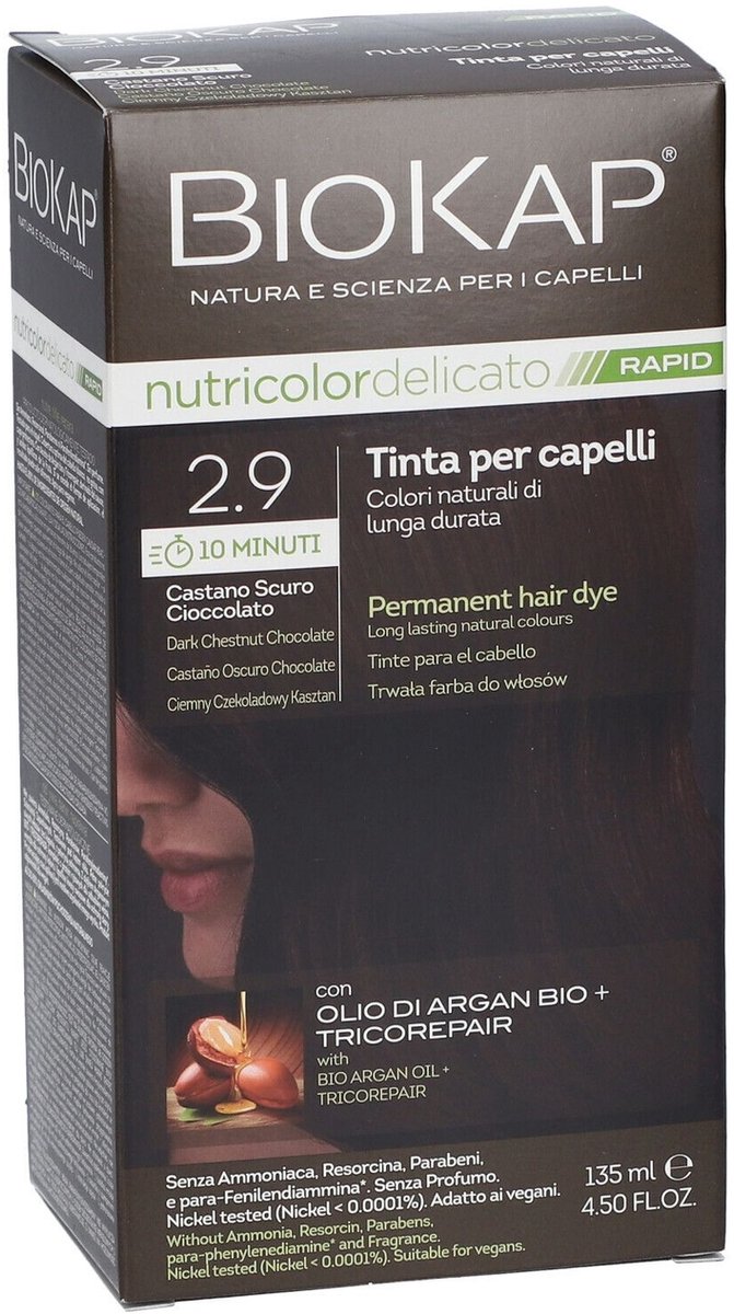 Haarkleur Delicaat snel 2,9 Donker chocoladebruin 135 ml|Fast and delicate hair dye 2.9 Dark brown chocolate 135 ml|Delicato RAPID 2.9 Châtain foncé chocolat 135 ml