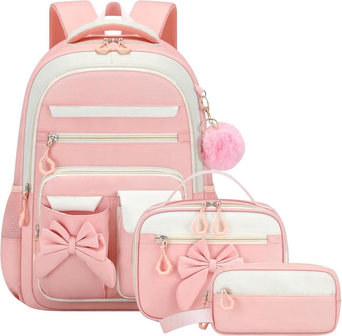 Schoolrugzak Meisjes 3-Delige Set: Tas met Lunchtas en Pennenhouder voor Basisschool