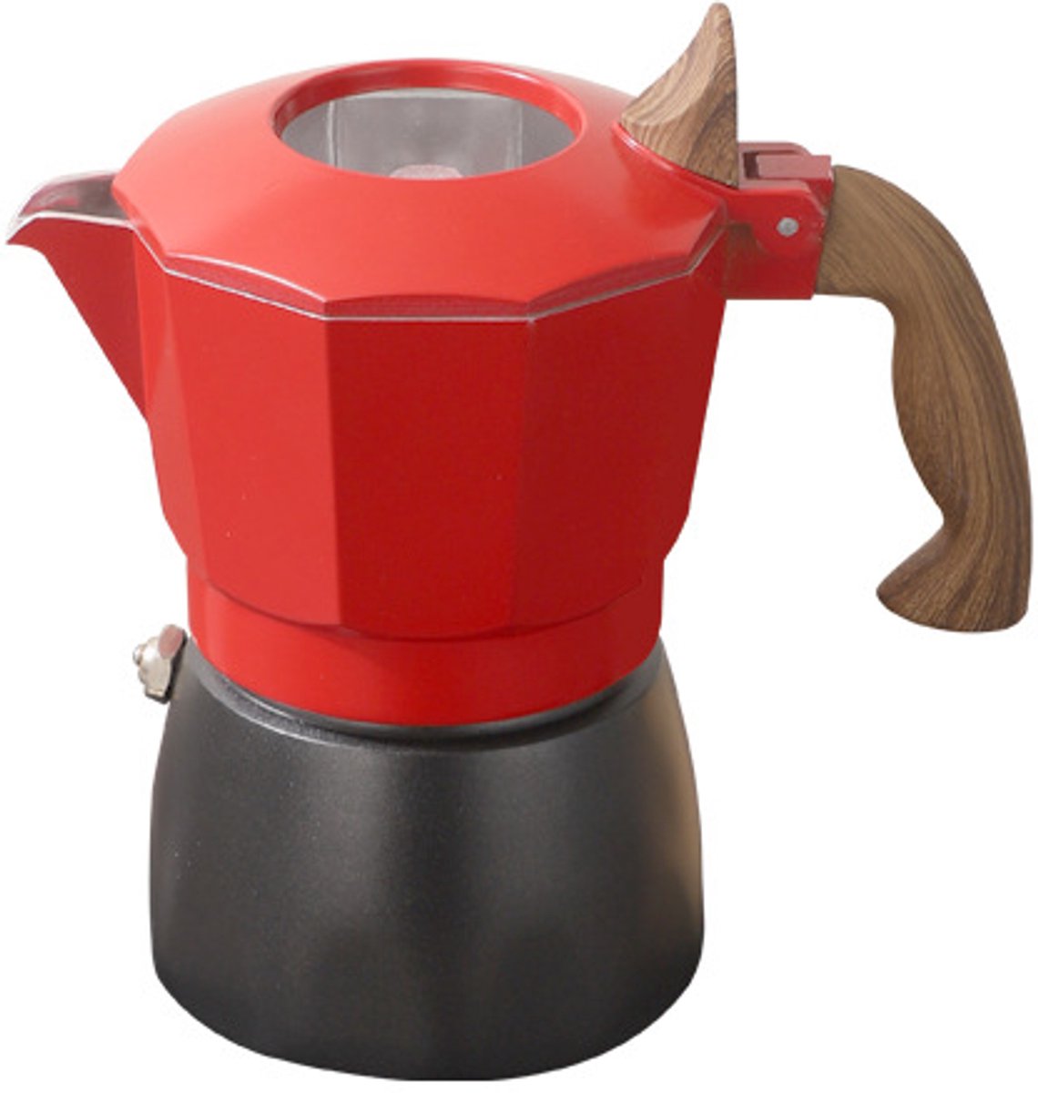 Rode Moka Pot Cubaanse koffiemaker, geschikt voor gas- of elektrische kookplaten. Klassieke Italiaanse koffiemaker, espressomachine voor op het fornuis, campingpot, maakt 2 espressokopjes.