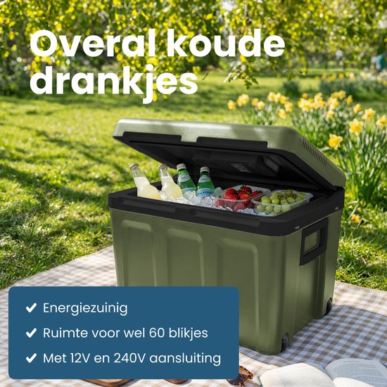 Auronic Koelbox Elektrisch 12V en 230 volt - Auto - Camping Koelkast - Koelen en Verwarmen - 40L - Frigobox - Groen van Merkloos — afbeelding 2