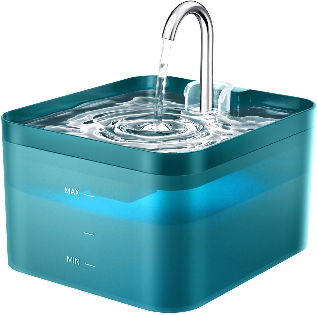 PAWPOLL Drinkfontein Kat en Hond - Waterfontein - incl. Filter - 2,2 Liter - Met LED - Fluisterstil - Kattenfontein - Waterdispenser - Waterbak - Drinkbak - Groen