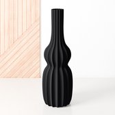 Fleuriek - Vaas Zwart - H30 cm - Smalle vloervaas of decoratieve bloemenvaas, gekleurde design vaas van kunststof - Ventserbank vaas