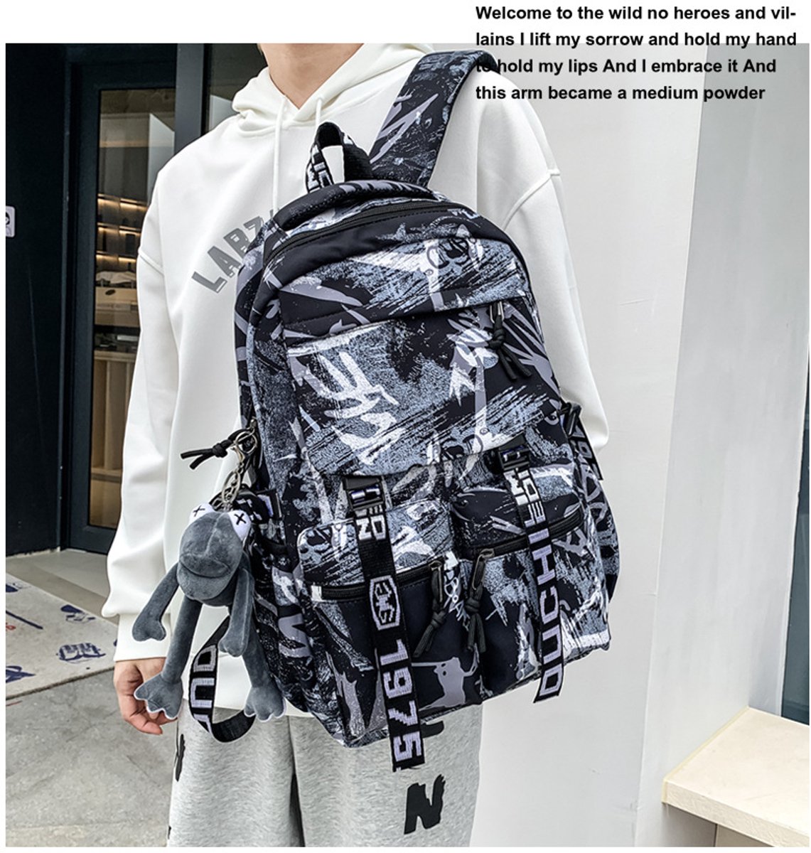 Grote rugzak/reistas/ruime outdoortas/stijlvolle laptoprugzak Zwart