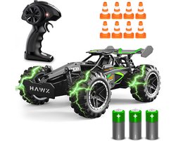 HAWX Bestuurbare Auto - RC Auto - Race Auto - Monstertruck - Afstandsbestuurbare Auto - Volwassenen en Jongens - Voor Buiten - Incl. 3 Batterijen, 8 Verkeerskegels