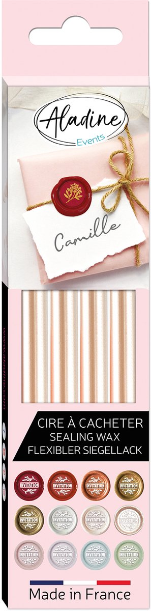 Aladine zegelwas sticks set wit - creatieve knutselset 4 stuks.