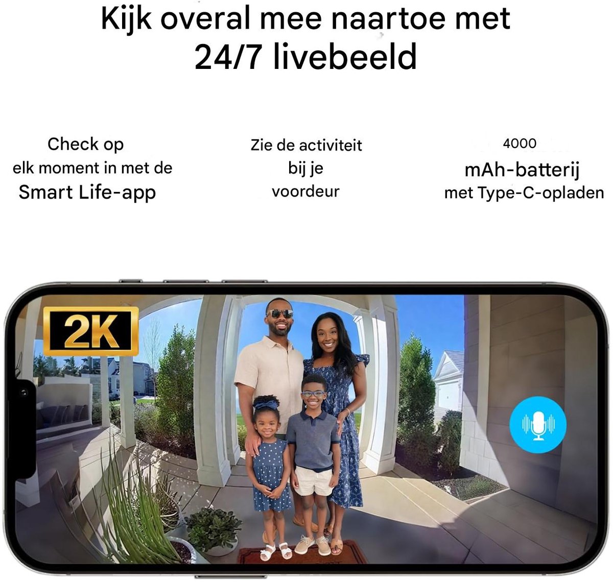 EUROTECHMART Draadloze Videodeurbel met 2K Beeldkwaliteit - afbeelding 3
