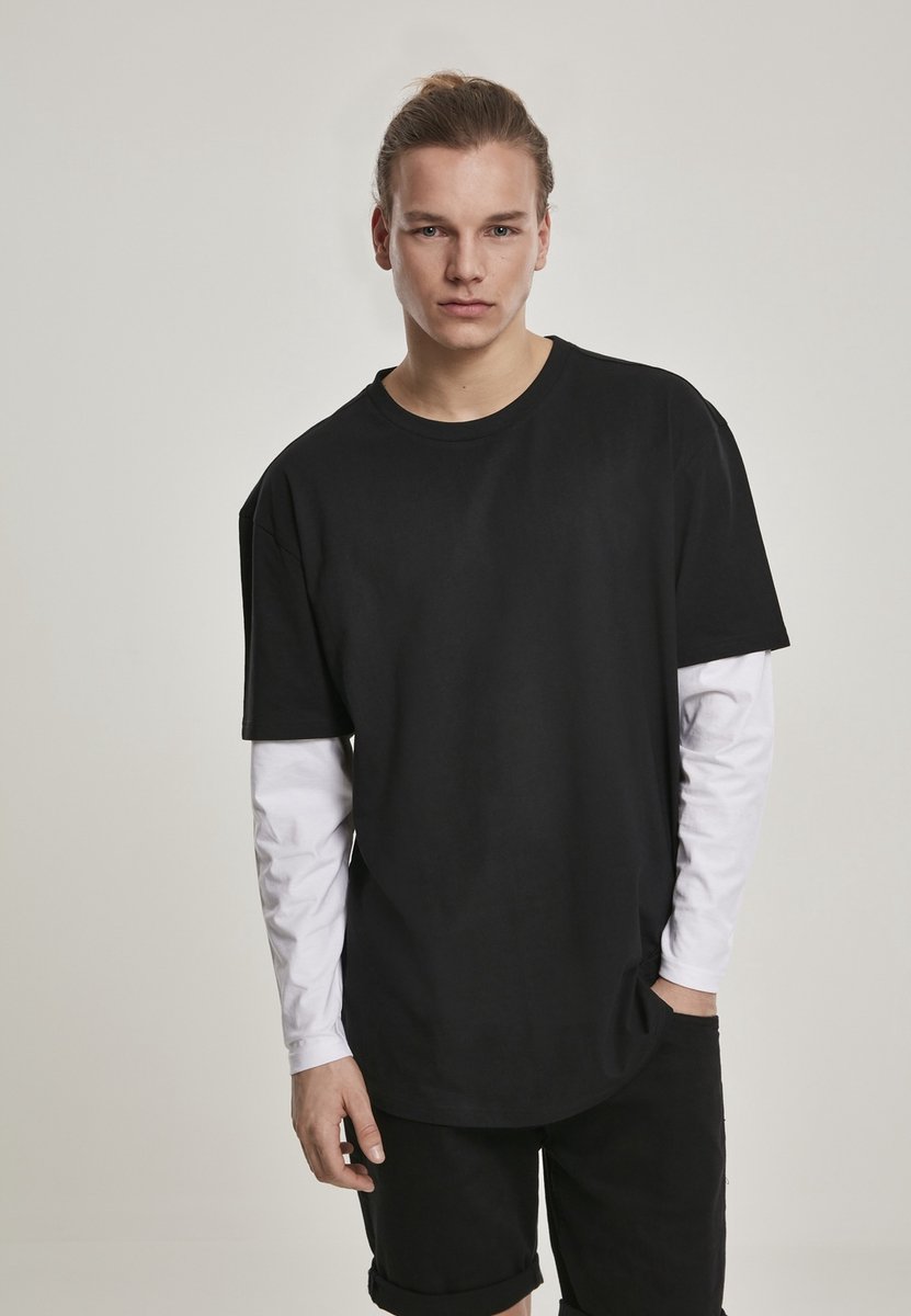 Urban Classics Oversized Shaped Double Layer Longsleeve shirt S Zwart