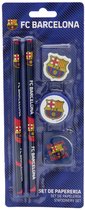 FC Barcelona Potloden – 5-delig – Schrijfset, Gum en Puntenslijper – Officieel Gelicenseerd – Barça – Schoolset