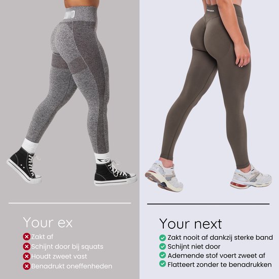 Euphoria High Waist Sportlegging Dames - Sportkleding Dames - High Waist - Sportbroek Dames - Yoga Broek Dames - Groen - Maat S — afbeelding 4