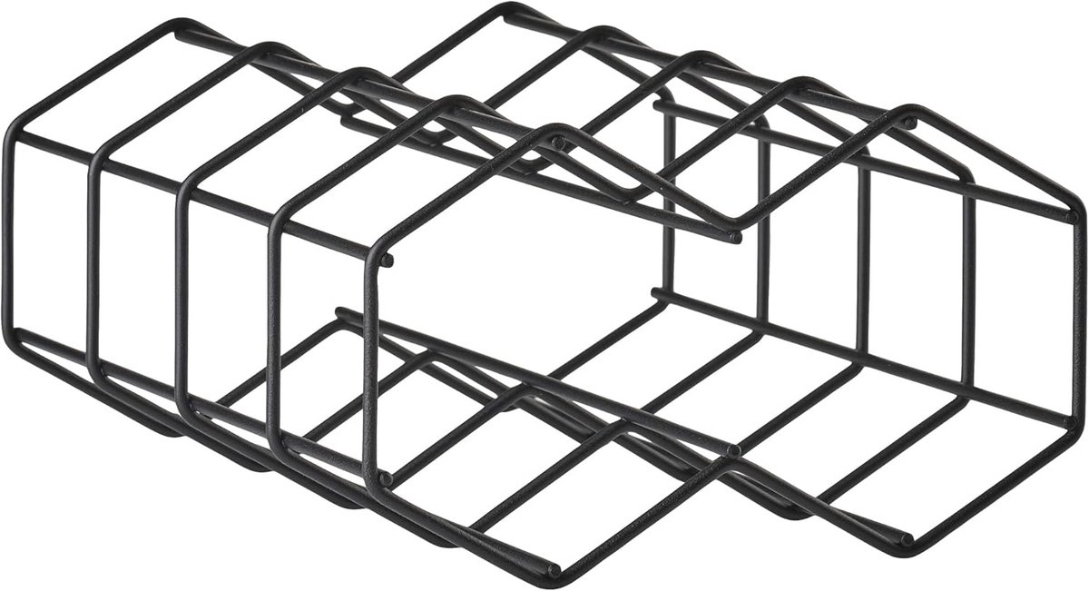 Modern Zwart Metalen Wijnrek voor Drie Flessen
