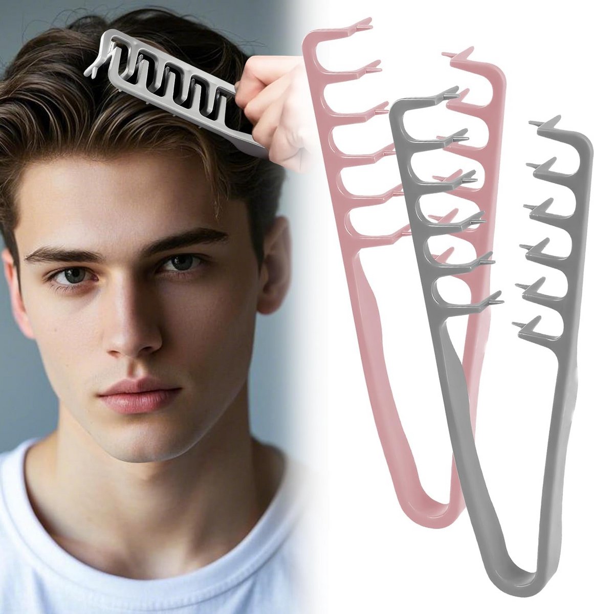 2-pack Haartextuurkam voor Mannen - Kam met Brede Tanden voor Volume en Styling