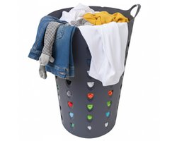 Excellent Houseware Flexibele wasmand - antraciet - 60 liter - kunststof - 47 x 50 cm