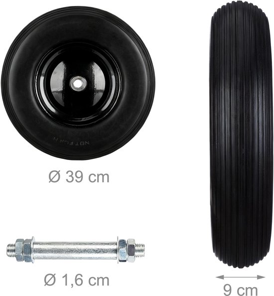 Kruiwagenwiel - Ø 39 cm - massief - zwart — afbeelding 4