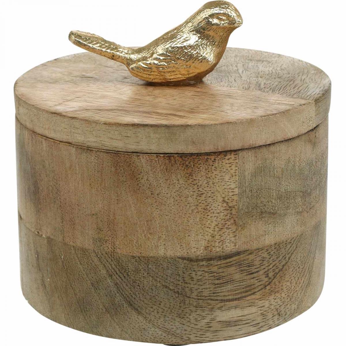 Sieradendoos met vogel, veer, decodoos van mangohout, echt hout nature