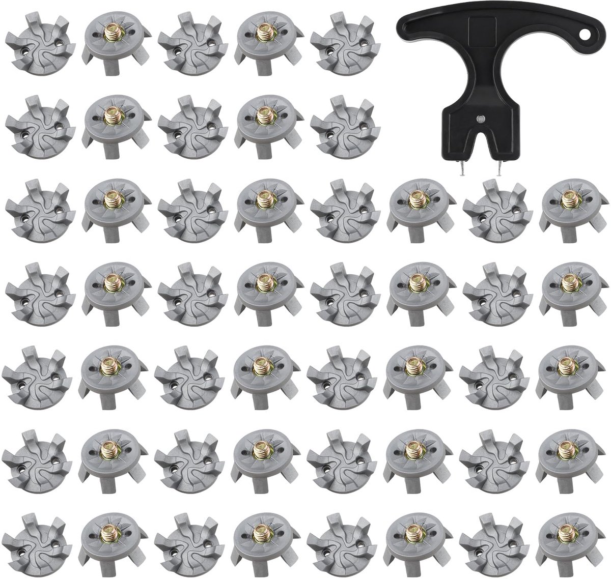 Golf Schoenspikes Vervangingen - 50 Stuks Inclusief Sleutel - 6mm Metalen Schroefdraad