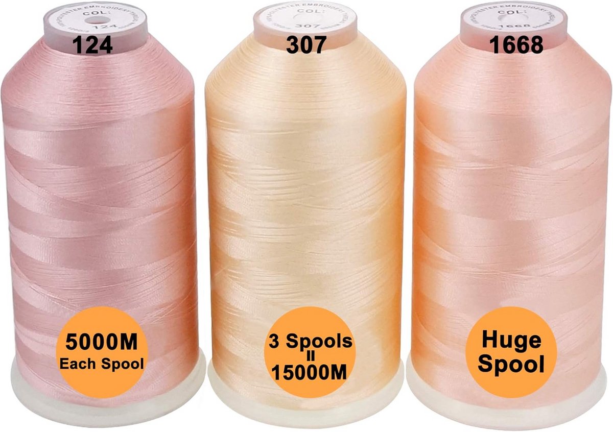 Polyester Machine Borduurgaren Set 3 Stuks Beigeen Enorme Spoel 5000M