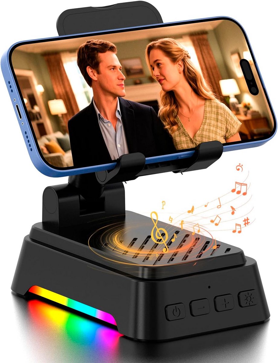 Multifunctionele Bluetooth Speaker met Draadloos Opladen en Telefoonhouder