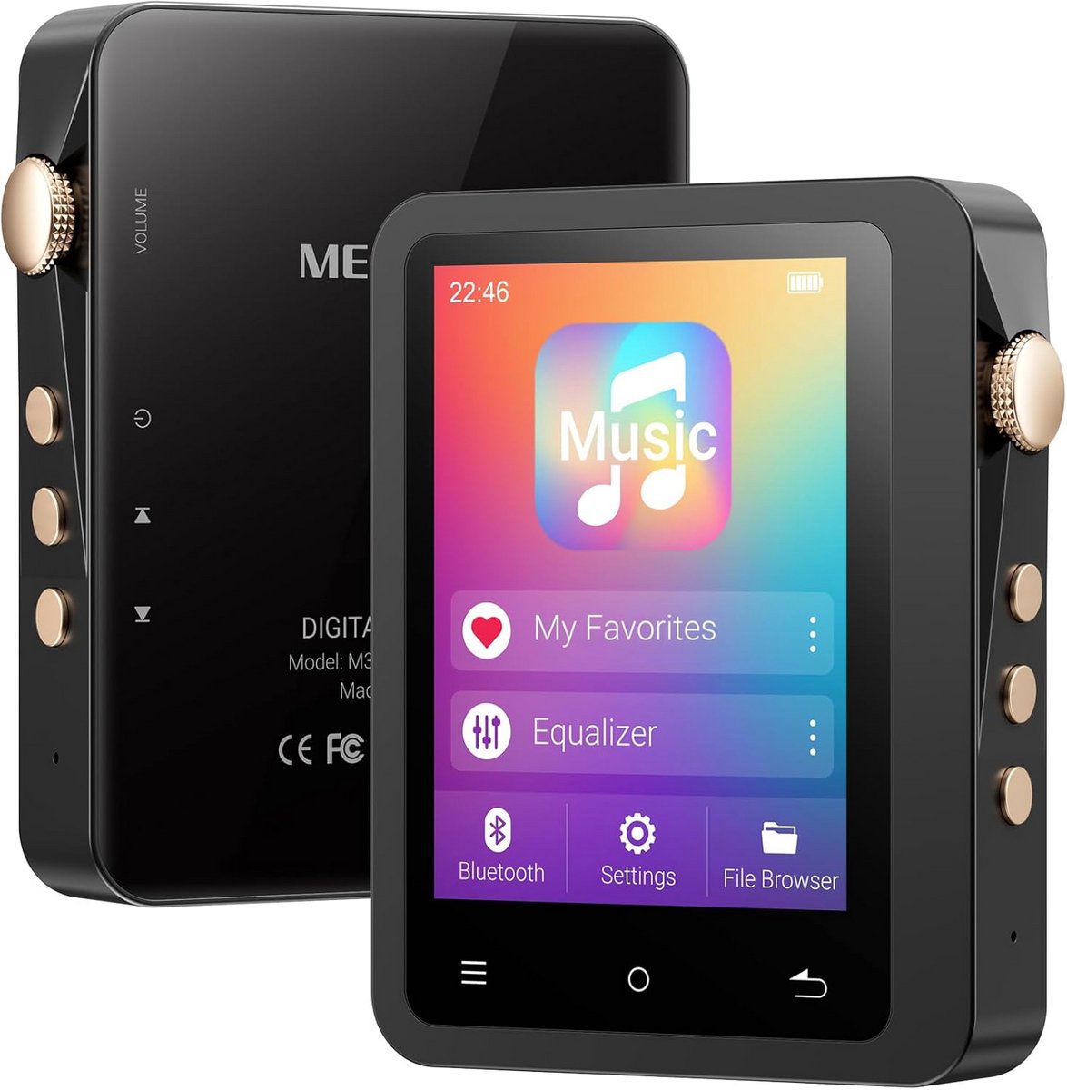 Draagbare MP3 Speler 128GB met Bluetooth 5.3, Lossless Audio Hifi Muziekspeler met Touchscreen en USB-C