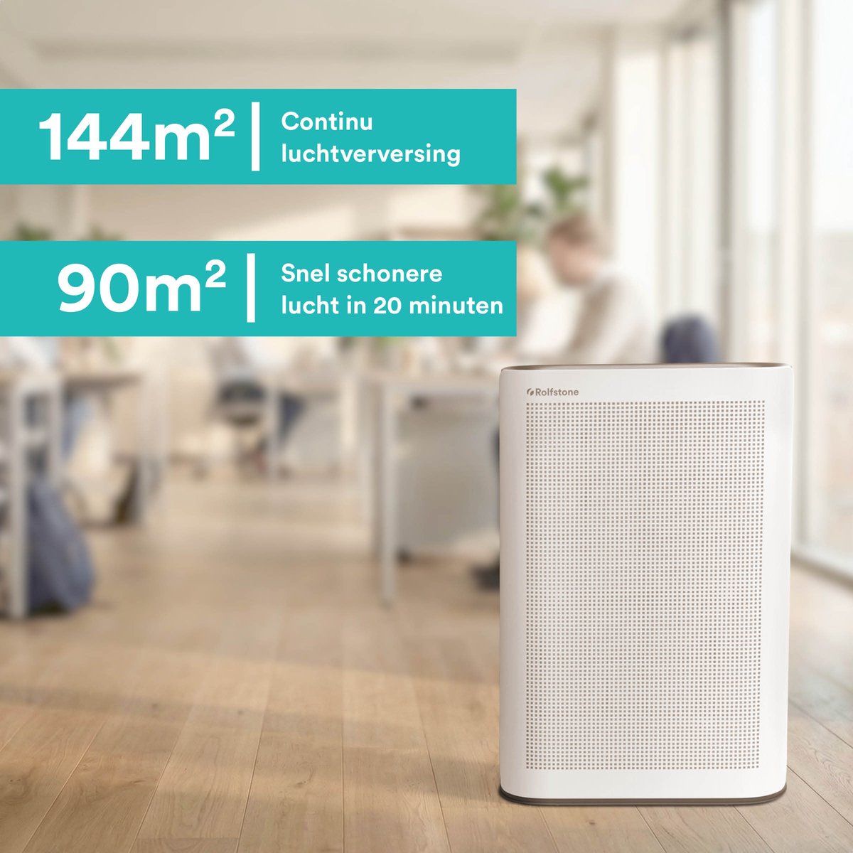 Rolfstone Air Balance Ultra Luchtreiniger – HEPA 13 + koolstoffilter – CADR 660 m³/u – Voor ruimtes tot 144 m² – Vermindert stof en pollen – Fluisterstil – 3 standen + slaapstand + automatische stand – Luchtkwaliteitsindicator — afbeelding 5
