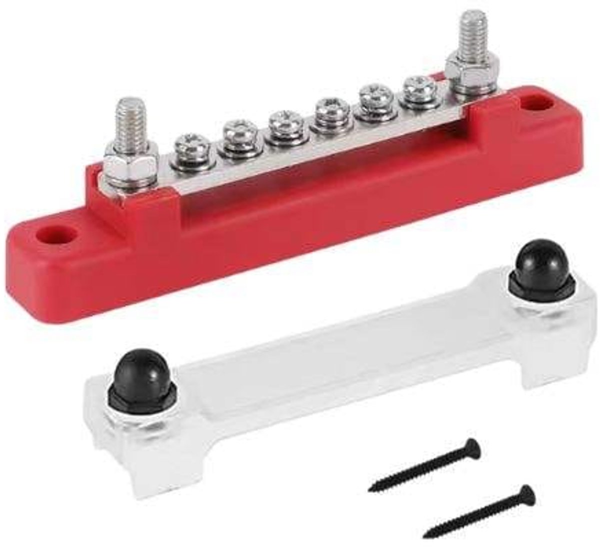 Stroomverdeelblok 6 vaks 150A zwart/rood - rood